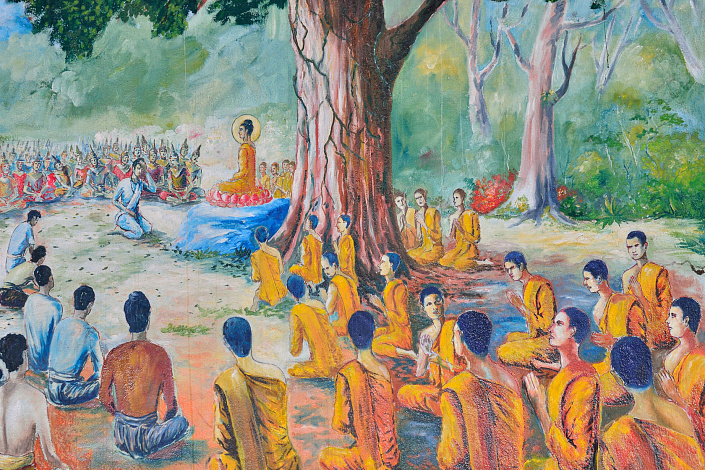 будда и сангха в роще